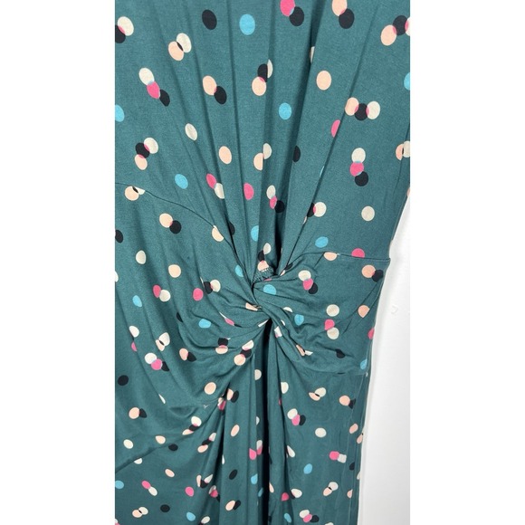 Boden Rosalie Twist Jersey Dress US Sz 10 R Green Polka Dot Midi Soft Stretch - Picture 6 of 9